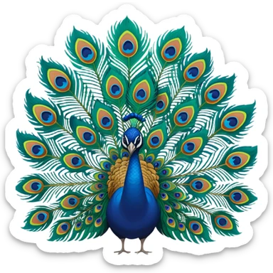 Isolated, hyperrealistic, ultra detailed, flat layout, vivid, bold, multicolor lush peacock feathers sticker