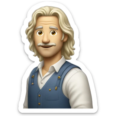 Man painter with a mid long withe hair without moustach and with a pen in his hand sticker