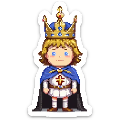 Russian Tsar in imperial regalia, gold crown, royal cape, stern expression sticker