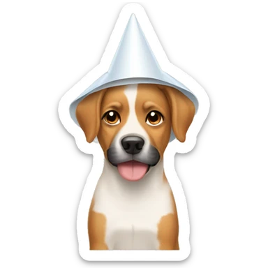 Dog wearing cone of shame sticker