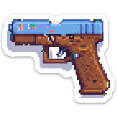 a Glock pistol, pixel art style sticker