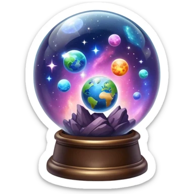 Tiny sparkly magical nebula planets inside a glass globe dome sticker