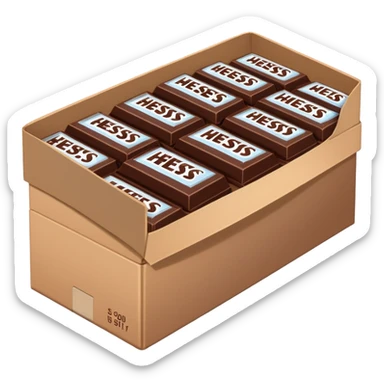 cardboard box full of wrapped Hershey's chocolate bars sticker