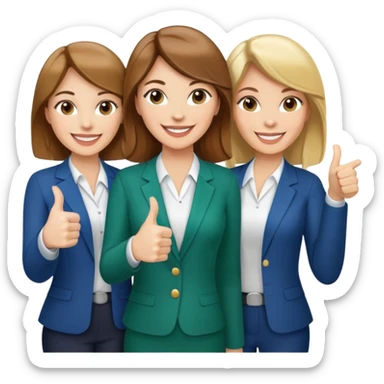 Three lady realtors, two with brown hair and one with blond hair doing thumbs up sticker