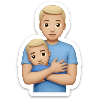 Man, cold and wearing a t-shirt, hugging himself sticker