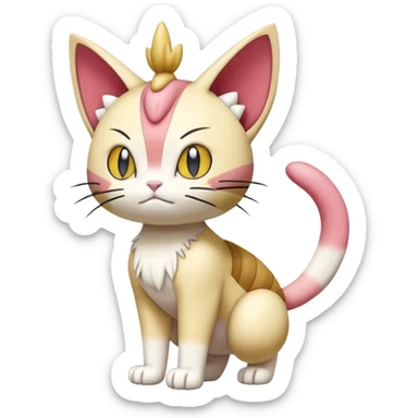 Skitty-Meowth-Pokémon-Fakémon-hybrid-creature (full body) sticker