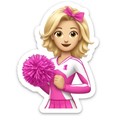 blonde cheerleader wearing pink uniform holding pink pompoms sticker