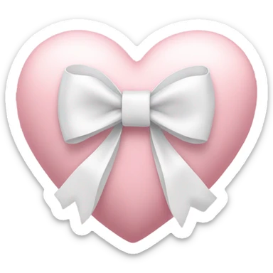 Soft pink heart with white bow sticker