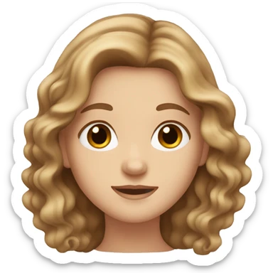 white girl with long wavy light brown hair with brown eyes sticker