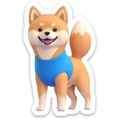 shiba inu standing happy, fitness sticker