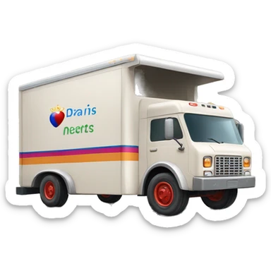 Side view of 1976 very long mail delivery truck shaped like Princess Laos sticker