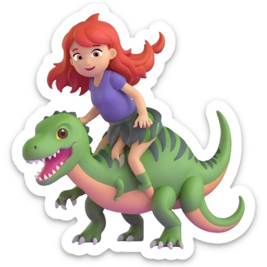 red-haired girl with a dinosaur tail and paws sticker