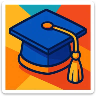 graduate hat, vibrant toon style sticker