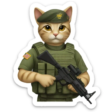 military cat Ukrainian marines sticker