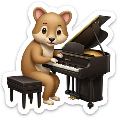 animal playing piano sticker