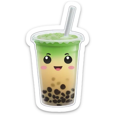 Macha bubble tea sticker