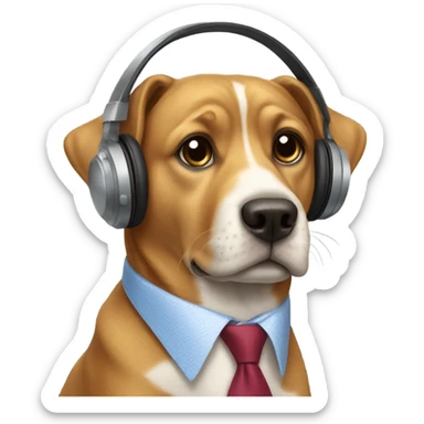 Dog wearing tie and headphones sticker