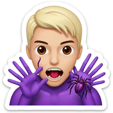 purple spider biting arm no wound mid bite sticker