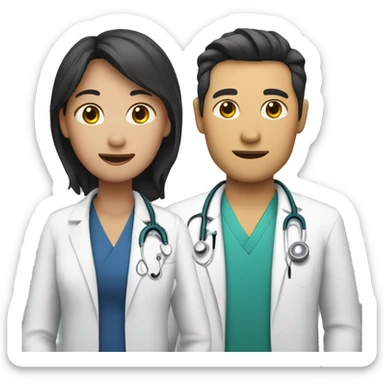western doctor with asian doctor sticker