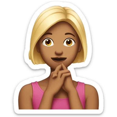 Make her hand under chin posing like a girl sticker