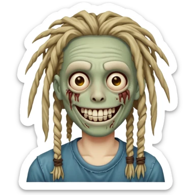 zombie with dreads with braces smiling  sticker