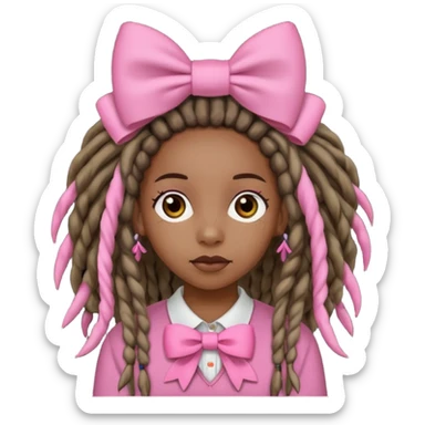 A black girl with dreadlocks and pink bows sticker