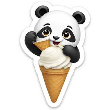 Panda eating ice cream sticker