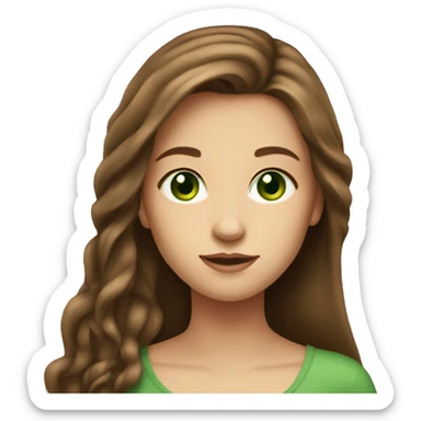 pretty girl with long brown hair and green eyes  sticker