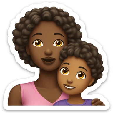 Black mom kissing daughter on the cheek sticker