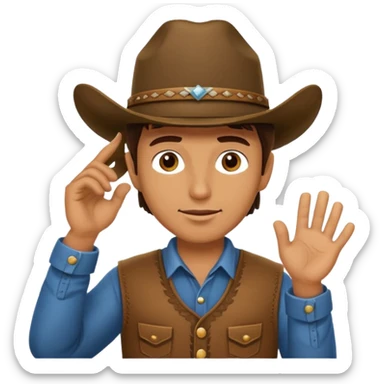 Cowboy tipping his hat. TIPPING HIS HAT sticker