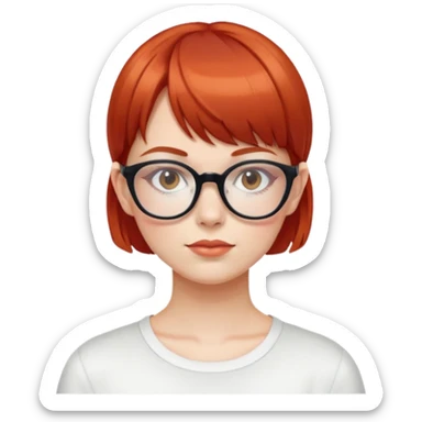Niña de pelo rojo corto y capul con gafas de color blanca  sticker