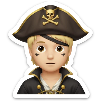 boy with blond hair that is dressed as a pirate sticker