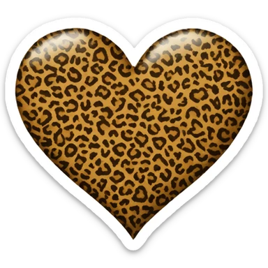 leopard print heart sticker