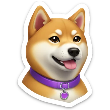 Shiba Inu with purple collar sticker