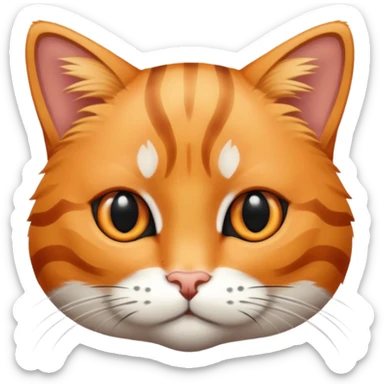 Orange tabby cat with black stripes on the body but not the head. The head is solid orange with no stripes. sticker