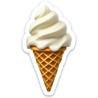 Vanilla Ice cream on a waffle cone dripping a little sticker