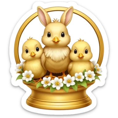 spring trophy with baby chicks and bunnies sticker