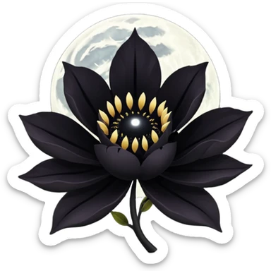 black blossom with black moon sticker