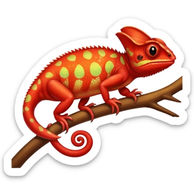 cute red chameleon sticker