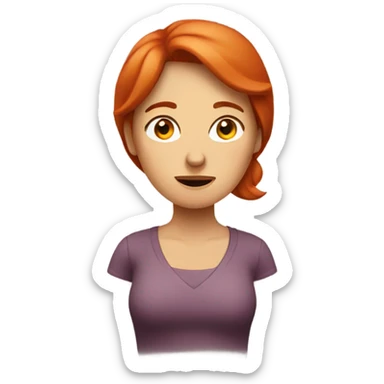 Red headed woman shrugging  sticker