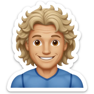 muscular white man with wavy hair sticker