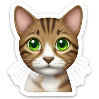 Brown tabby cat with green eyes sticker