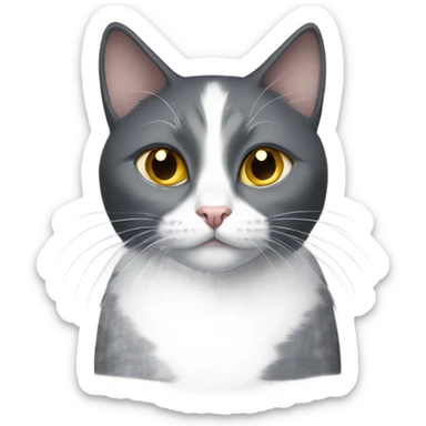 Gray and white cat with gold eyes with black cat with gold eyes sticker