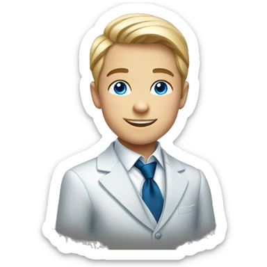 smiling boy in formal attire and blue eyes sticker