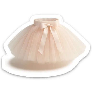 a pale pink tutu, with a satin ribbon, delicate fabric, soft lighting, minimalistic background sticker