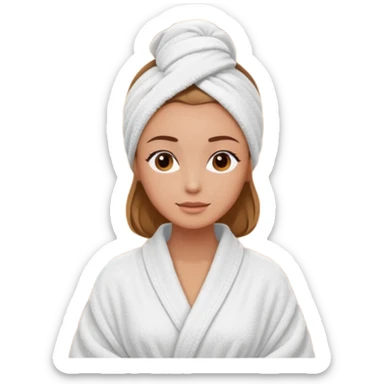 rosto de uma mulher com uma faixa de toalha no cabelo de cor todo castanho como se estivesse no spa, sem o pescoço sticker