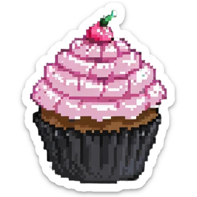cupcake with pink icing, simple design sticker