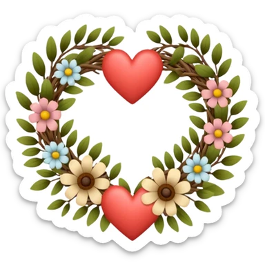 nature wreath heart, boho beautiful  sticker
