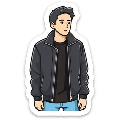 stylish man in black jacket sticker