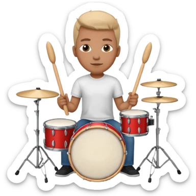 drummer at drum kit sticker